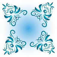 Illustration with floral ornament in blue tones N2