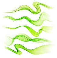 Set of Abstract Green smoke curved lines N2