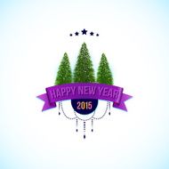 Happy new year label with fir trees Vector illustration