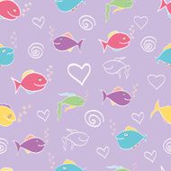 Seamless pattern cute cartoon fish