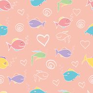 Seamless pattern cute cartoon fish N2