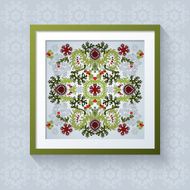 3D picture frame with floral symmetrical element