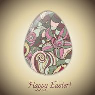 Easter egg greeting card with abstract hand drawn ornament N15