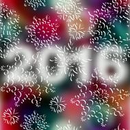 Snowflakes on blur color background with numbers 2016 N2