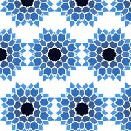 Vintage Seamless pattern blue mosaic petal flower