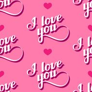 vector seamless pattern of handwritten I love you retro labels