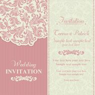 Baroque wedding invitation pink and beige N4