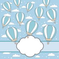 vector frame with air balloons clouds and snow N2