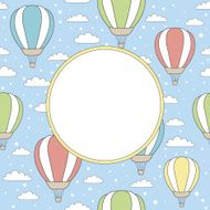 vector frame with air balloons clouds and snow N3