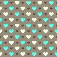 Seamless pattern with cute colorful hearts on a brown background