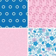 Vector blue and pink kimono blossoms set of four marching