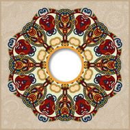 floral round pattern in ukrainian oriental ethnic style N7