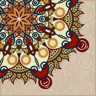 floral round pattern in ukrainian oriental ethnic style N9