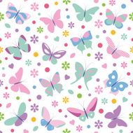 butterflies flowers hearts and dots pattern N2