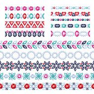 Colorful gemstones seamless horizontal borders set N7