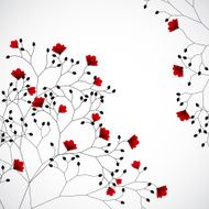 Abstract nature background with red flowers Vector