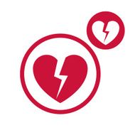 Broken heart vector simple single color icon isolated on white