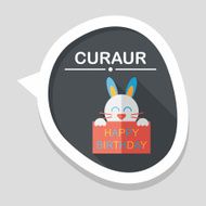 Happy birthday rabbit card flat icon with long shadow eps10