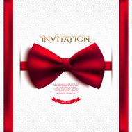 Invitation decorative card template with red bow