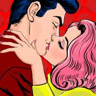 Pop Art Kissing Couple Love illustration