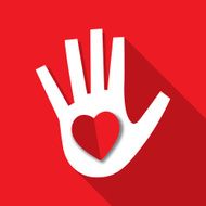 Red Heart Hand Icon