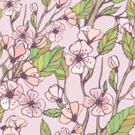 Blossoming Spring Branch Seamless Vector pattern