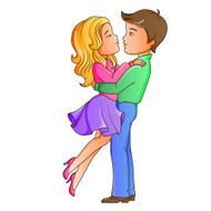 Young couple making a passionate and tender hug