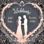 Bride and Groom framed in the floral wreath heart