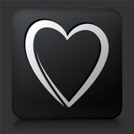 Black Square Button with Heart N2