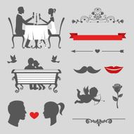 Set of valentines day vintage design elements designers toolkit