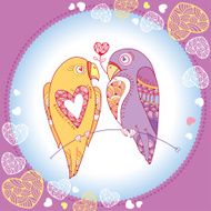 Couple of parrots in love the round frame