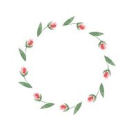 Branch of Roses Watercolor floral round frame 03 N2