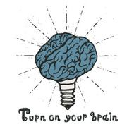 Brain lamp Idea hand drawn typography poster