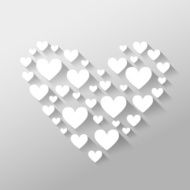 Romantic abstract Valentine's Day illustration with white hearts