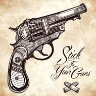 Vintage ornate pistol illustration N16