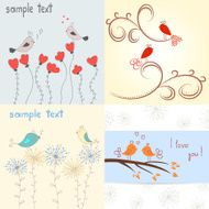 Cute birds in love Collection of backgrounds