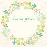 Hand painted watercolor floral round frame N4