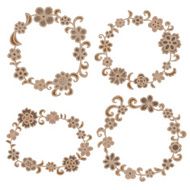 Hand drawn floral round frame