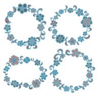 Hand drawn floral round frame N2