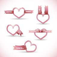 Vector banner in the form of heart with ribbon Valentine