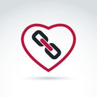 Vector red heart with link symbol love relationship idea