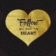 Greeting card with gold texture heart