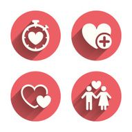 Valentine day icons Love heart timer sign N8