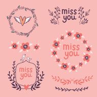 Set of romantic elements for wedding invitation with flowers b N2