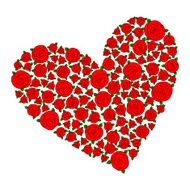 heart shape red hand drawn cartoon rose flowers N3