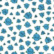 blue hand drawn cartoon rose flowers N2
