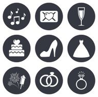 Wedding engagement icons Vow love letter