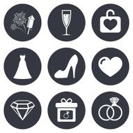 Wedding engagement icons Locker with heart
