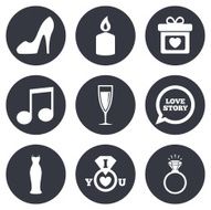 Wedding engagement icons Ring with diamond