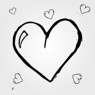 Set of white hearts hand drawn